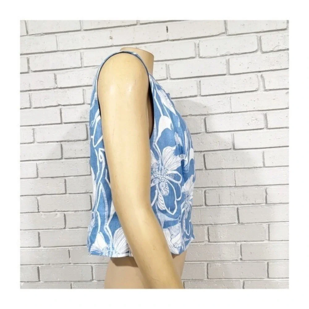 Reformation Grace Blue White Floral Linen Two‎ Piece Set | Size 12